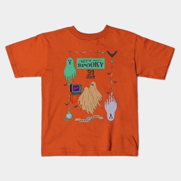 lets get spooky Kids T-Shirt by Myartstor 